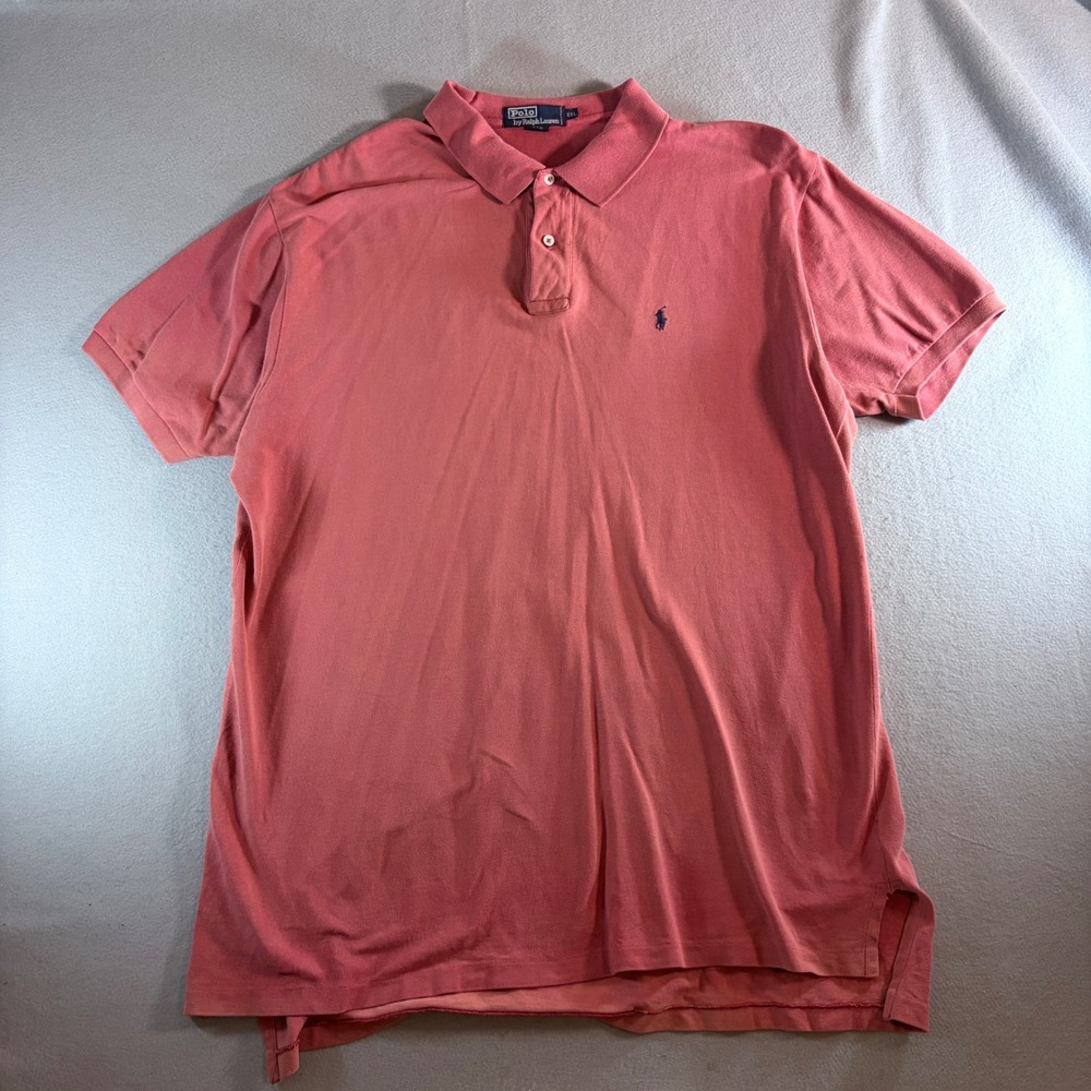 Polo‎ Ralph Lauren Mens XXL Salmon Pink Short Sleeve Pique Polo Shirt Pony Logo